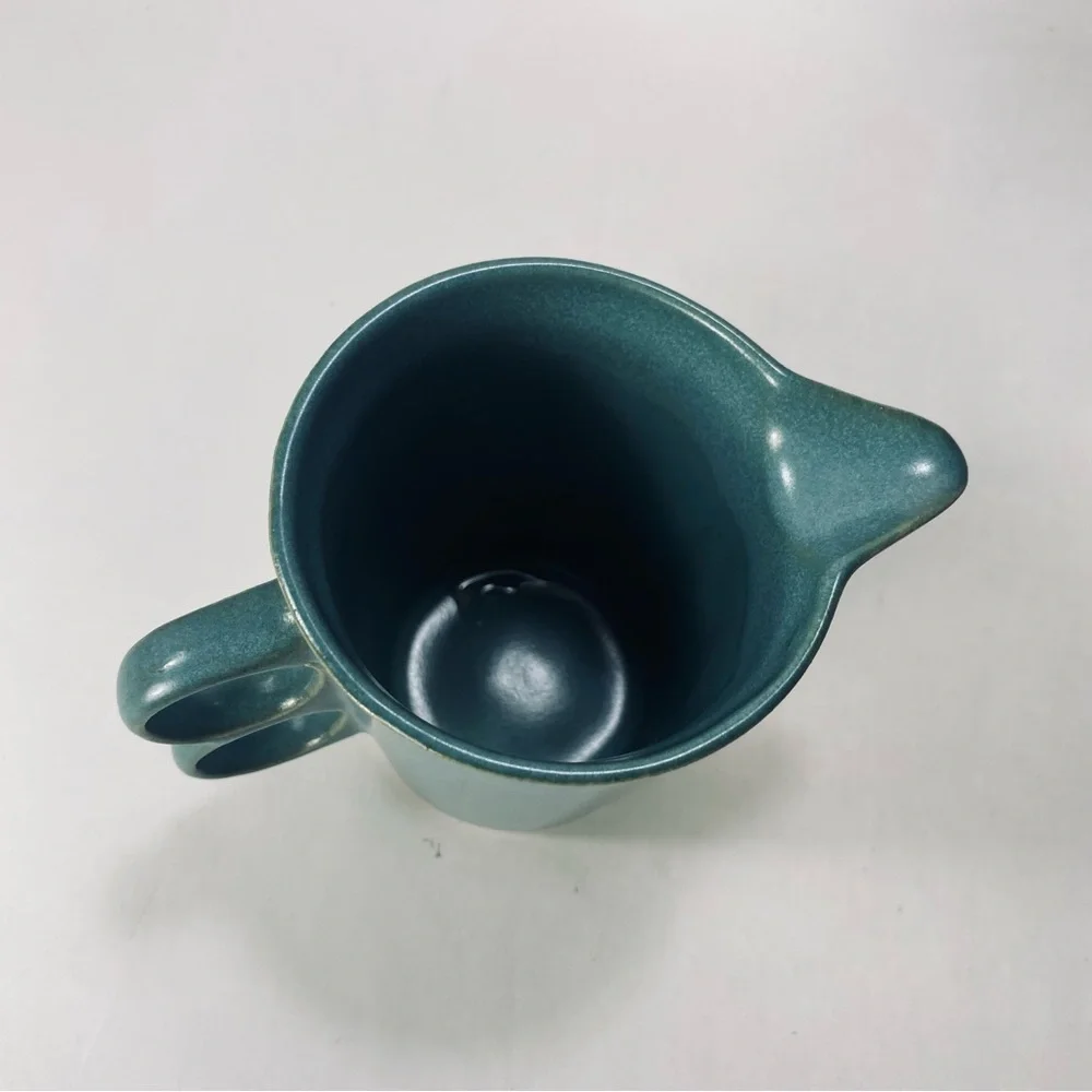 Bennington Potters Trigger Teal Creamer Double Handle Mid-Century Modern 1394 - Picture 5 of 13